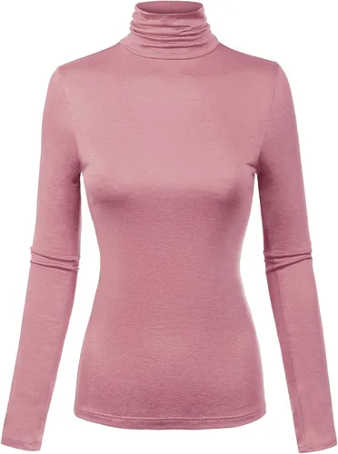 Vista 4 de MixMatchy Camisetas de manga larga delgadas y ligeras para mujer, cuello alto, capa base, camisetas activas
