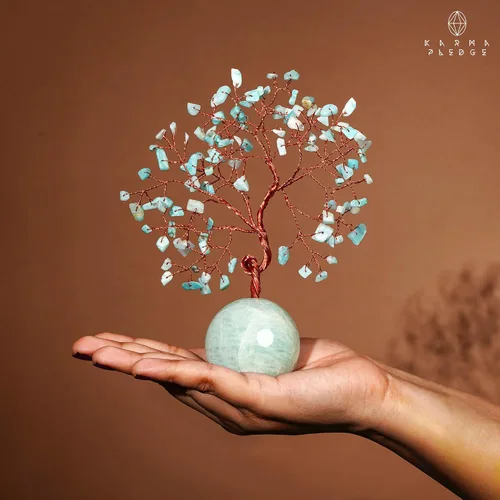 Vista 7 de Árbol de la vida de cristal para decoración del hogar y la oficina, regalos para mujeres, piedras curativas de amazonita de chakra, árbol bonsái