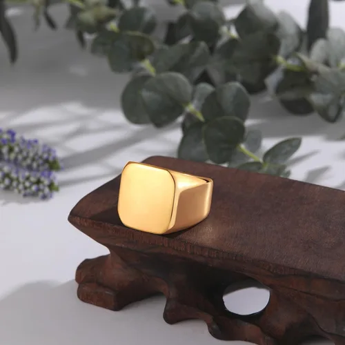 Vista 9 de Anillo de motero enhong, sello, anillo de acero pulido sólido, para hombre, ideal como regalo, tamaño de 17-38cm, color oro, negro o plata