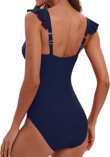 Vista 2 de Traje de baño de una pieza con volantes para mujer con control de abdomen