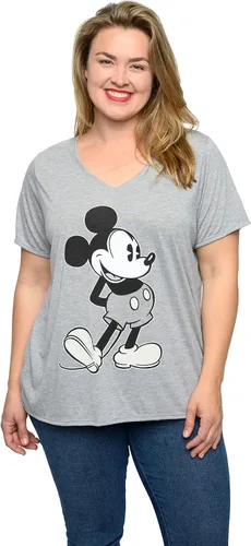 Vista 5 de Disney Camiseta con cuello en V para mujer, estampado de Mickey Mouse