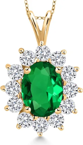 Vista 32 de Gem Stone King Collar con piedra natal ovalada de plata chapada en oro amarillo de 18 quilates, ovalado de 0.315 x 0.236 in, collares con colgante