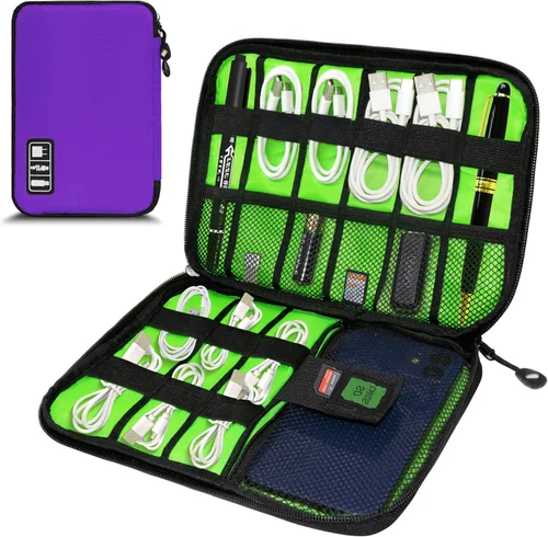 Vista 10 de Organizador de Electrónica, Funda Organizadora de Cables de Viaje, Bolsas Organizadoras de Cables Portátiles, Estuche de Almacenamiento