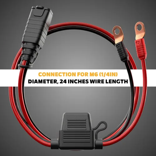 Vista 2 de SafeAMP Arnés de cables compatible con NOCO(R) GC002 X-Connect, M6 (1/4 pulgadas) conector de terminal de ojal Compatible with NOCO GC002