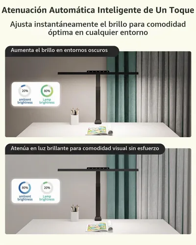 Vista 3 de Lámpara de escritorio con abrazadera para oficina en casa, luz Negro