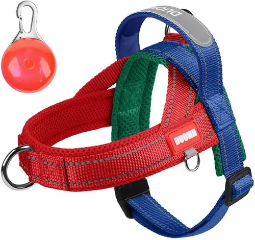 Vista 7 de Arnés para perro sin tirones con acolchado de malla transpirable, arnés reflectante ajustable a prueba de escape, arnés de chaleco para perro