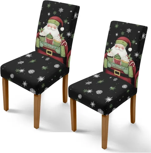 Vista 49 de Rnyleeg Juego de 1 fundas navideñas para sillas de comedor, color azul oscuro, fundas protectoras extraíbles y lavables para sillas de cocina