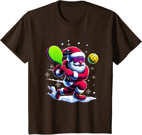 Vista 42 de Pickle Ball Navidad Santa Deporte Jugador Padel Raqueta Snow Camiseta Negro