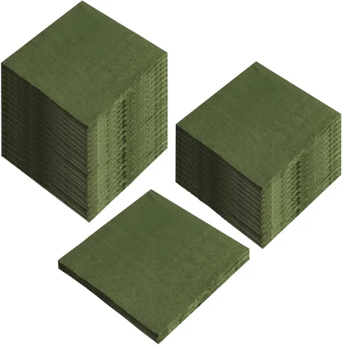 Vista 13 de 100 paquetes de servilletas de cóctel de 2 capas, servilletas de postre plegadas de 5 x 5 pulgadas, servilletas desechables para cena, boda