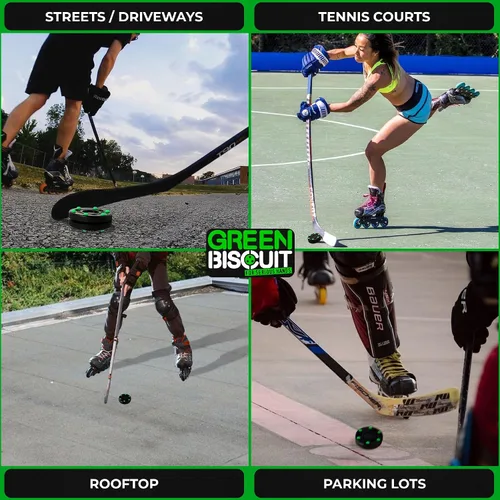 Vista 7 de Green Biscuit Disco de hockey sobre ruedas oficial de la NHL Off Ice Hockey Street Puck para un mejor manejo y paso del palo, práctica al aire libre