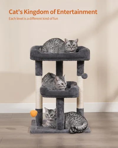 Vista 5 de FourFurPets Árbol para gatos de 27.6 pulgadas, torre para gatos de interior, condominio para gatos grandes, árbol pequeño para gatos con poste