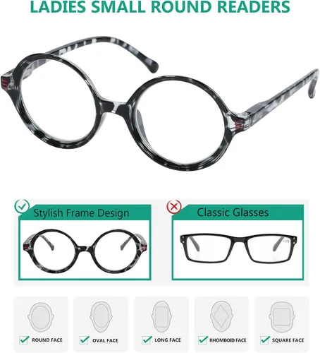 Vista 4 de Eyekepper Paquete de 4 lentes de lectura para mujer con lente pequeña, redondas, +0.00