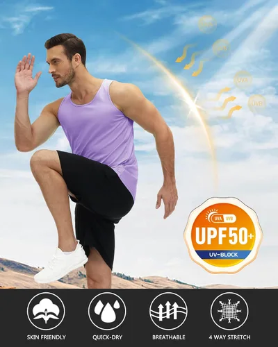 Vista 2 de TACVASEN Camisetas sin mangas para hombre, con UPF 50+, de secado rápido, ligeras, para correr, FPS