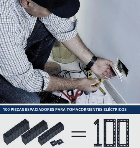 Vista 2 de 100 piezas Espaciadores de Tomacorriente para Caja Eléctrica, Espaciadores de Toma de Corriente Eléctrica Calzas Interruptor y Espaciador de Gris