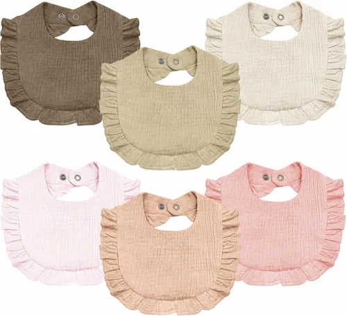 Vista 7 de NISXABEBE Baberos de muselina para bebé, 6 baberos bandana para baba y dentición, algodón suave y absorbente para recién nacido