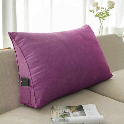 Vista 12 de Almohada triangular de cuña negra y gris para sentarse en la cama, cojín de cuña para respaldo, soporte lumbar de espalda, almohada tapizada