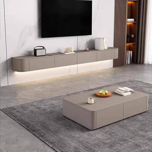 Vista 12 de Consola flotante de TV para montaje en pared, gran unidad negra con cajones de almacenamiento y soporte de enrutador, 94.5 x 7.9 x 9.4 in