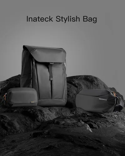 Vista 8 de Inateck Bolso bandolera elegante con correa de hombro ajustable, resistente a salpicaduras para hombres y mujeres, cangurera multiusos para viajes