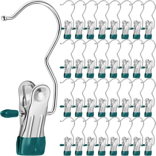 Vista 12 de Yinder Ganchos Colgadores para Botas Clips Ganchos de Lavandería Colgantes de Acero Inoxidable Pinzas para Ropa Colgadores Portátiles para Armario