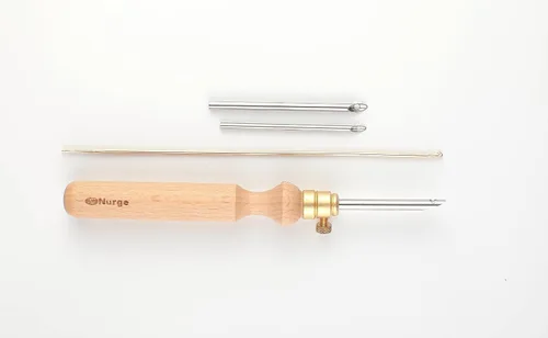 Vista 2 de Nurge Kit de agujas perforadoras de alta calidad, tubos de metal de 0.16 a 0.18 pulgadas y mango de madera para principiantes adultos, herramientas