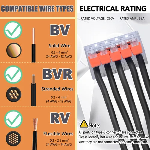 Vista 2 de Conectores de cable de palanca, paquete surtido de 75 conectores de cable, kit de conectores de empalme compacto para cables eléctricos, cables