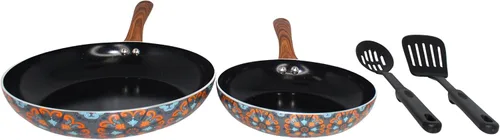 Vista 9 de IMUSA Juego de utensilios de cocina de cerámica antiadherente, 3 piezas, 7 pulgadas/9 pulgadas/11 pulgadas, con asas suaves al tacto, aluminio, negro