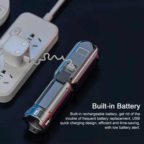Vista 7 de Lixada Linterna LED recargable mini linterna de mano con zoom de alta luz de campamento con 3 modos de luz para emergencia y uso al aire libre