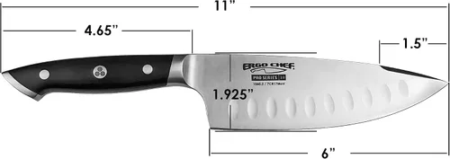 Vista 4 de Ergo Chef Pro Series 2.0 - Cuchillo de chef de 6 pulgadas, hoja de acero inoxidable de alto carbono forjada 7Cr17Mov, mango ergonómico de madera
