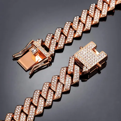 Vista 7 de Saintda Cadena de eslabones cubanos para hombres y mujeres, collar cubano de Miami, cadena de diamantes brillantes, joyería de hip hop con caja