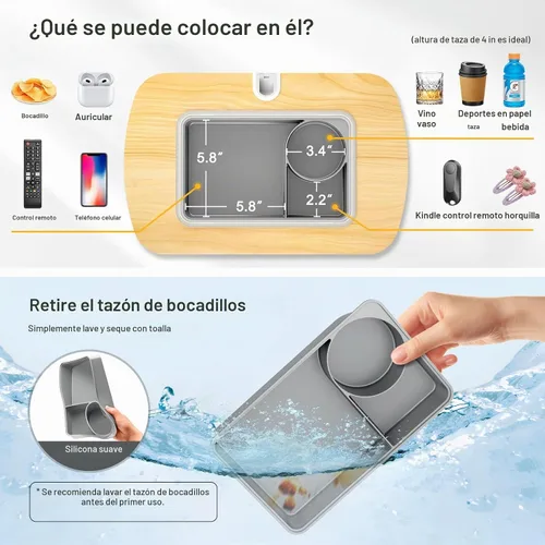 Vista 3 de ERGONOV Soporte de almohada para tableta con tazón de aperitivo, soporte