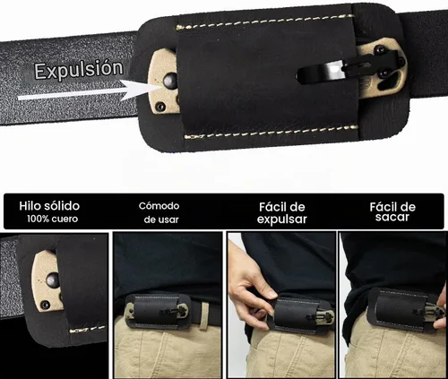 Vista 4 de Topstache Funda para Cuchillo, Funda de Cuchillo Hecha a Mano, Funda de Cuero de Transporte Horizontal para Cinturón, Organizador de Bolsillo EDC