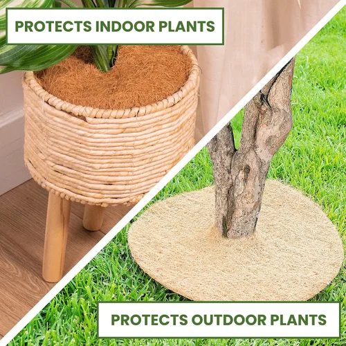 Vista 7 de Envelor 20 anillos de mantillo de fibras de coco, protector de árbol de 4 pulgadas, cubierta de mantillo de coco, anillos de control de malezas
