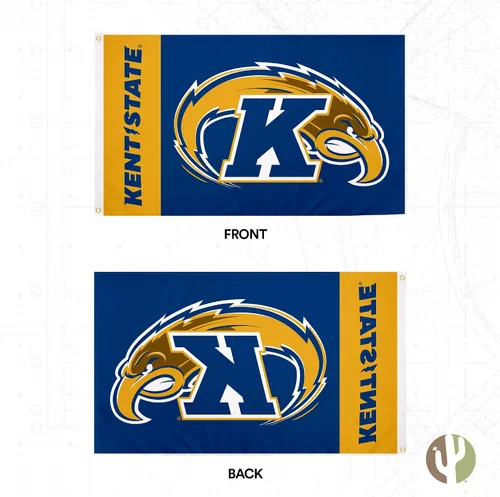 Vista 2 de Desert Cactus Bandera de la Universidad Estatal de Kent Golden Flashes Banners 100% poliéster para interiores y exteriores, banderas de 3 x 5 pies
