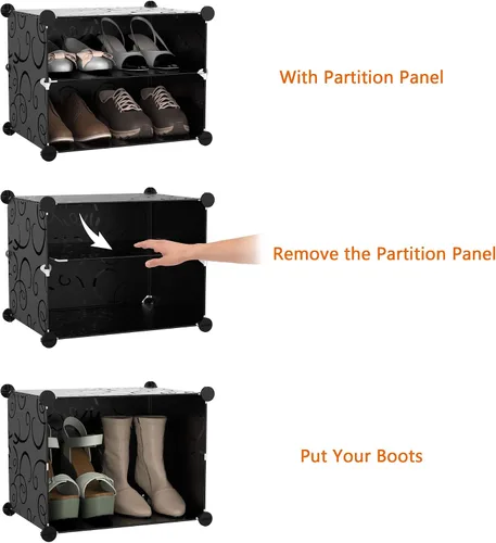 Vista 4 de HOMIDEC - Zapatero de 4 niveles para almacenamiento de 16 pares de zapatos, estantes de plástico para zapatos, organizador para armario, pasillo