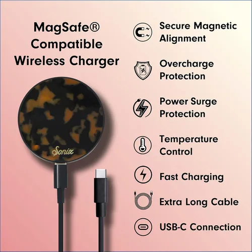 Vista 3 de Cargador Sonix para MagSafe iPhone 15, 14, 13, 12 Serie Cargador inalámbrico rápido x 1.98m de cable (USB-C) Marrón Tortuga
