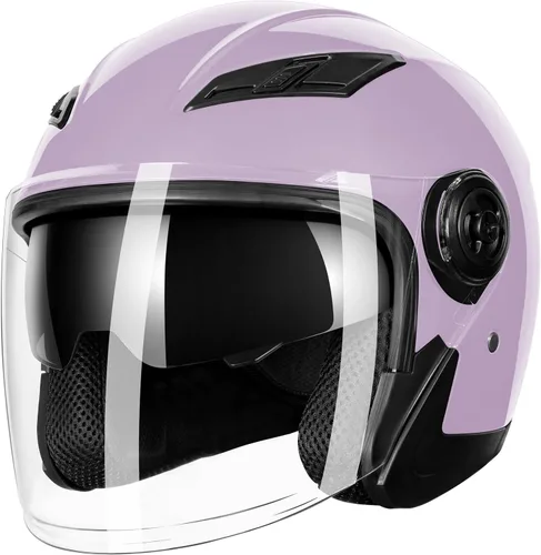 Vista 12 de Casco de motocicleta abierto para adultos 3/4, con doble visera, para moto, scooter, ebike, ciclomotor, para hombres y mujeres, aprobado por el DOT