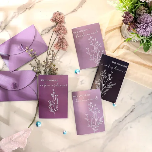 Vista 3 de Spakon 16 piezas de tarjetas "¿Serás mi dama de honor?" con sobres, estilo acuarela, floral, propuesta nupcial, dama de honor, matrona de honor