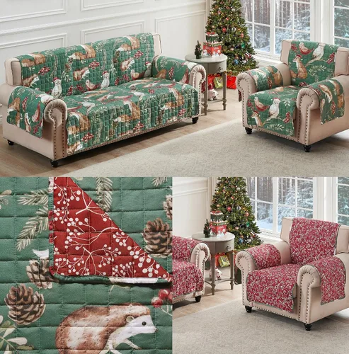 Vista 5 de Greenland Home Willow Funda reversible protectora - Protector de muebles - Silla con brazos - Festivo