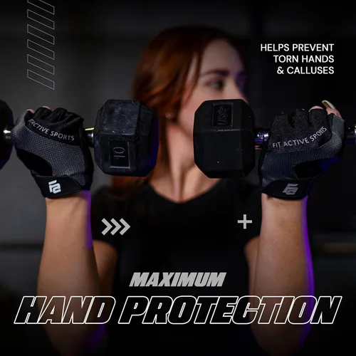 Vista 3 de Fit Active Sports Max Grip - Guantes de entrenamiento para levantamiento de pesas para levantamiento de pesas, ciclismo, entrenamiento de fitness