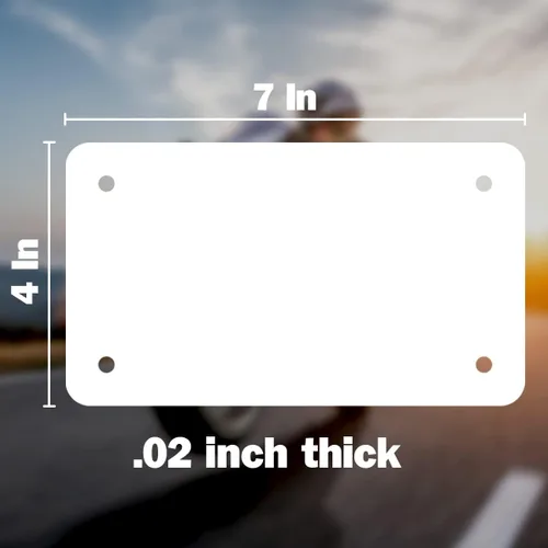 Vista 11 de 4 x 7 pulgadas, blanco para placa de tocador de motocicleta