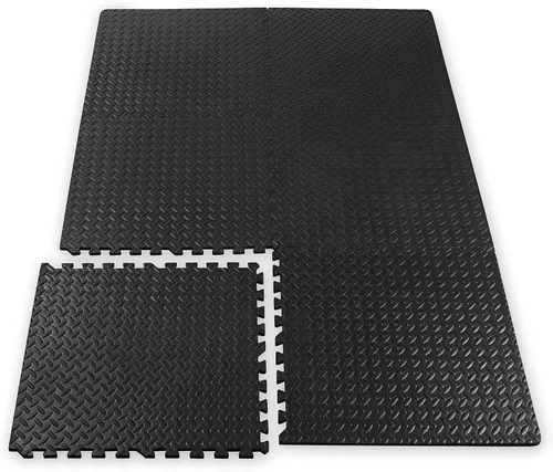 Vista 2 de Gaiam Essentials Tapete de ejercicio entrelazado, azulejos cuadrados de espuma de rompecabezas para gimnasio en casa, tapete de entrenamiento