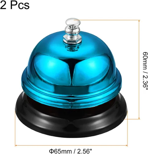Vista 2 de uxcell Campana de escritorio, campana de cena de 2.56 pulgadas para restaurantes, campana de servicio, azul