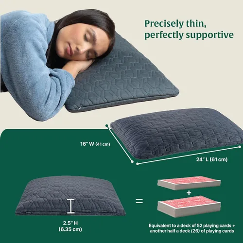 Vista 2 de The White Willow Almohada delgada para dormir, espuma viscoelástica de gel refrescante para aliviar el dolor de cuello, diseño ergonómico delgado