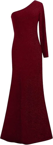 Vista 3 de Vestido sexy con abertura alta para mujer, elegante, hombros descubiertos, corte largo, vestido formal de graduación, con longitud al suelo