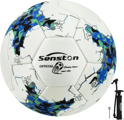 Vista 8 de Senston Balón de fútbol tamaño 5, peso oficial del partido, jugadores de fútbol jóvenes y adultos, bomba de aire incluida