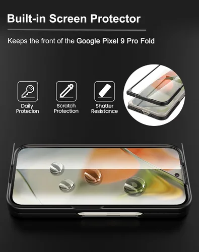 Vista 2 de Foluu Funda para Google Pixel 9 Pro Fold, con Protector de Pantalla Frontal Integrado, Cuero PU + Carcasa Rígida de PC Ultra Delgada Duradera Funda