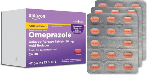 Vista 10 de Amazon Basic Care Omeprazol Comprimidos de liberación retardada de 20 mg, reductor de ácido, 14 unidades (el embalaje puede variar)