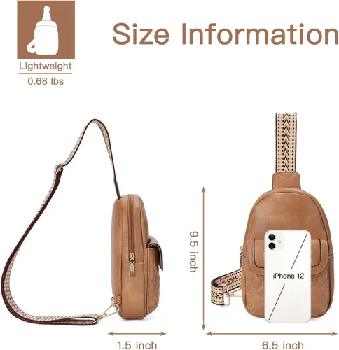 Vista 6 de Telena Riñonera de cuero vegano para mujer, bolsa cruzada en el pecho para mujer