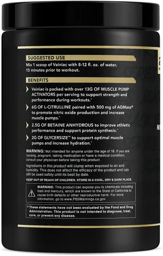 Vista 6 de Anabolic Warfare Veiniac - Suplemento activador de bomba muscular sin estimulantes antes del entrenamiento con L-citrulina, betaína anhidra