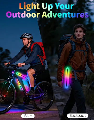 Vista 7 de BELEEV Marco de luz LED para montar de noche, 11 efectos intermitentes, funciona con pilas, se adapta a bicicletas, scooters eléctricos, accesorio